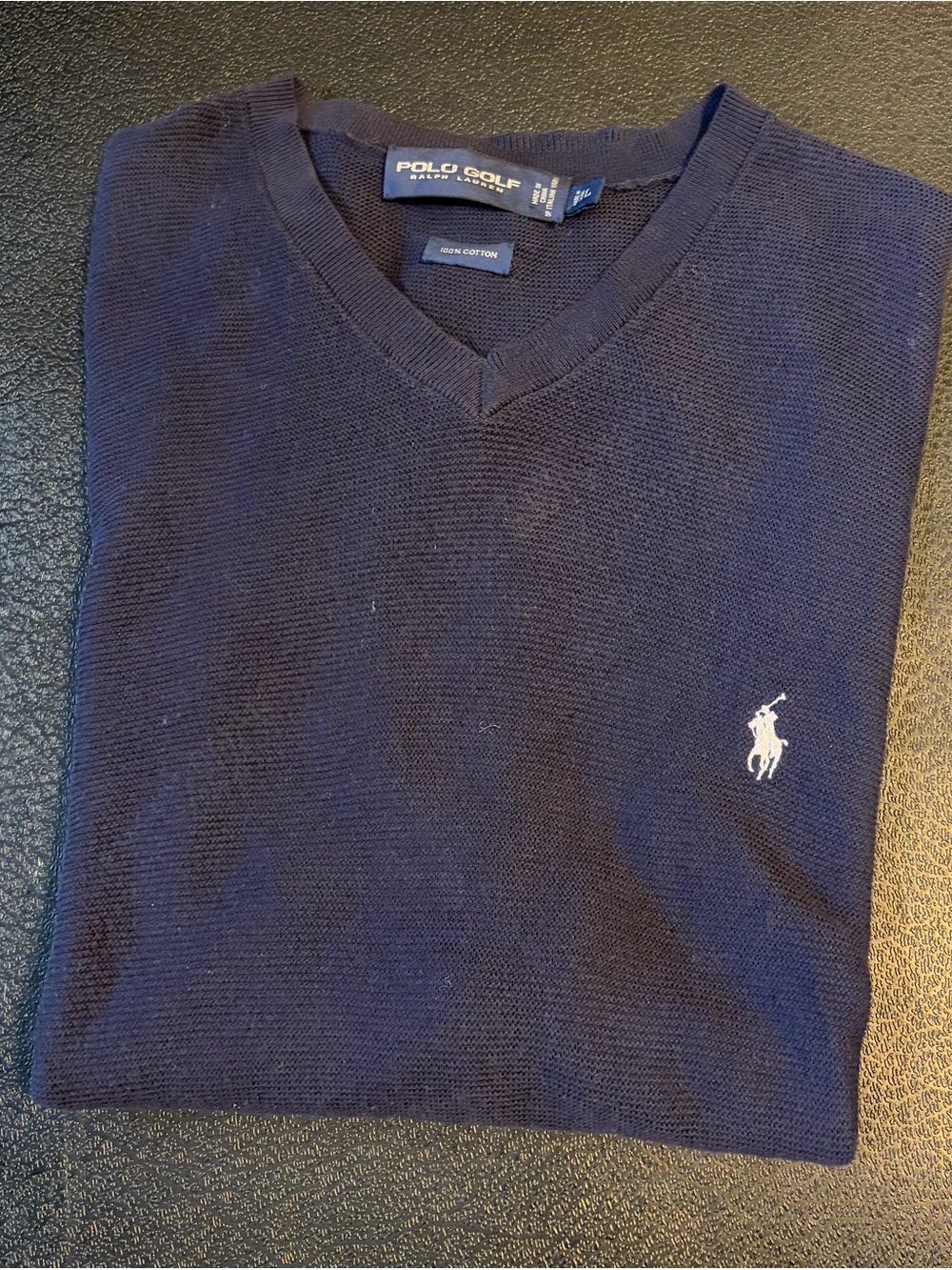 Polo by Ralph Lauren Navy V-Neck Sweater with White Logo